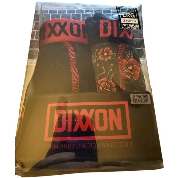 Dixxon Premium Boxer Briefs, Two-Pack, Size Large, Red Floral and Black, NWT - Picture 1 of 3